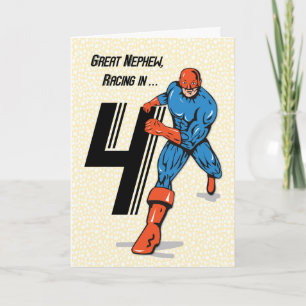 Great Nephew 4th Birthday Superhero Card