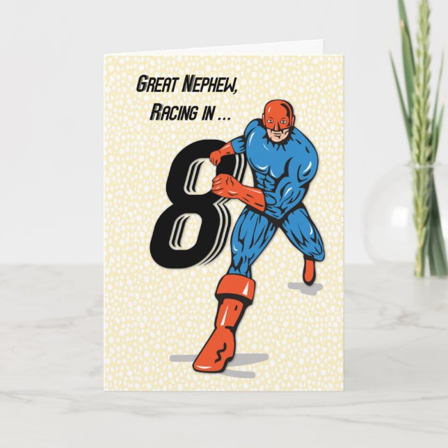 Great Nephew 8th Birthday Superhero Card (Front)