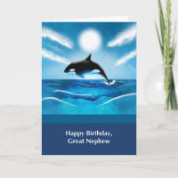 Great Nephew Birthday with Orca Whale in Ocean