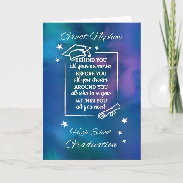 Great Nephew High School Graduation Quote Card (Front)