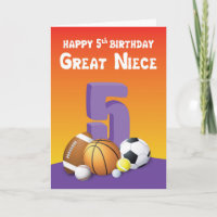 Great Niece 5th Birthday Sports Balls