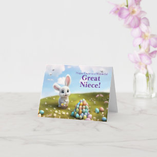 Great Niece Easter with Fluffy Easter Bunny  Card