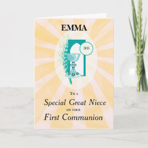 Great Niece First Communion Chalice Rays Card
