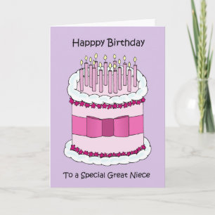 Great Niece Happy Birthday Cute Cake. Card