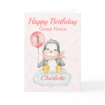 Great Niece Penguin Happy 1st Birthday
