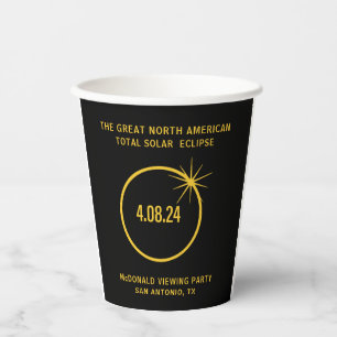 Great North American Total Solar Eclipse 04.08.24 Paper Cups