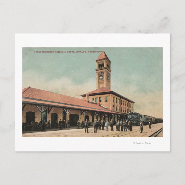 Great Northern Railroad Depot Postcard (Front)