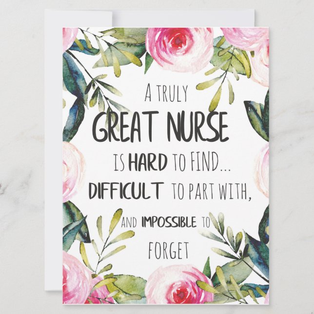 Great Nurse Appreciation Thank you Leaving Gift Card (Front)