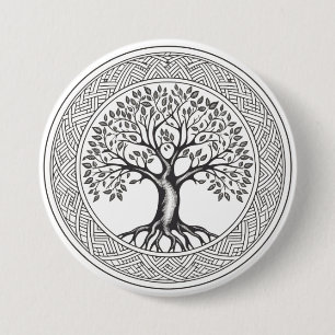 Great Oak Tree of Life Celtic Sketch 7.5 Cm Round Badge