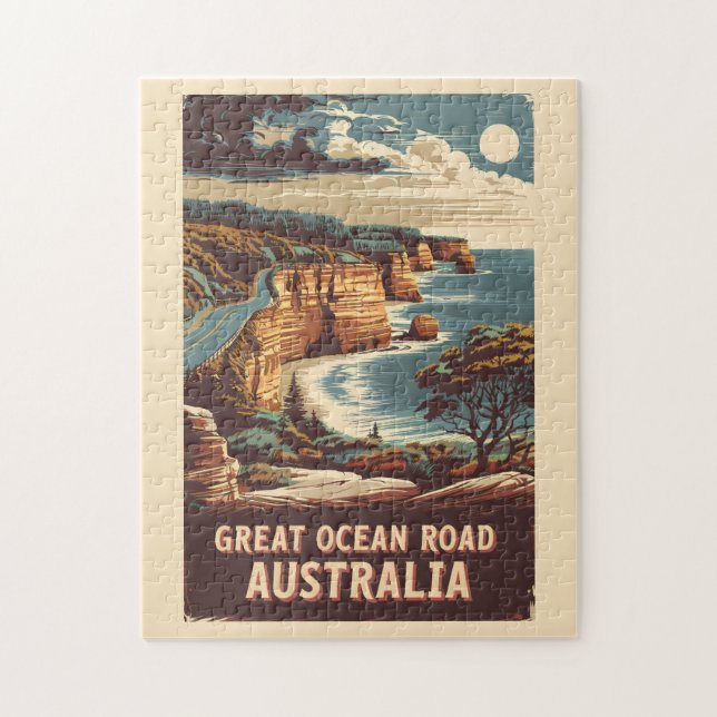 Great Ocean Road Australia Illustration Travel Art Jigsaw Puzzle (Vertical)