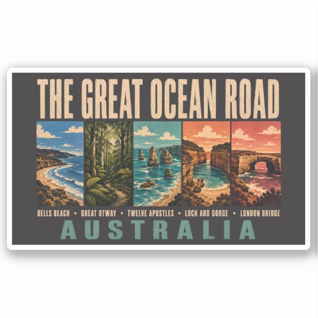Great Ocean Road Australia Landmarks Illustration (Front)