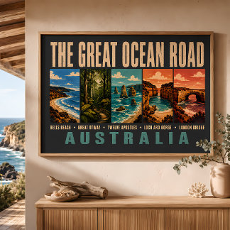Great Ocean Road Australia Landmarks Illustration Poster