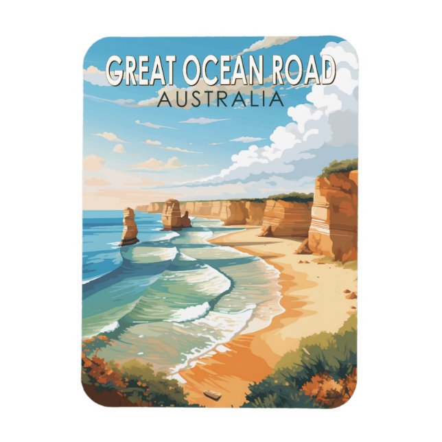Great Ocean Road Australia Travel Art Vintage Magnet (Vertical)