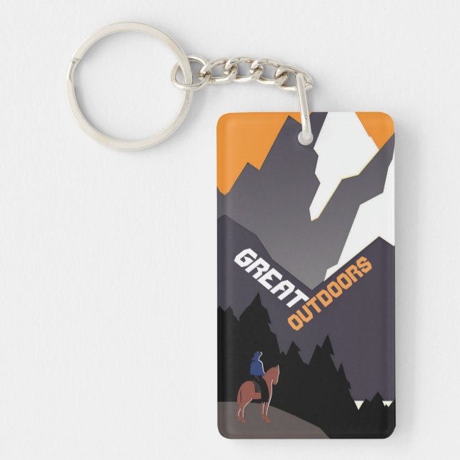 Great Outdoors Retro Montana Travel Advert Art Key Ring (Front)