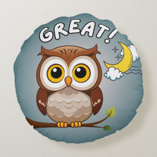 Great!, Owl Round Cushion