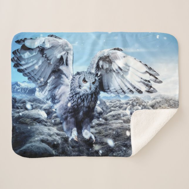 great owl sherpa blanket (Front (Horizontal))