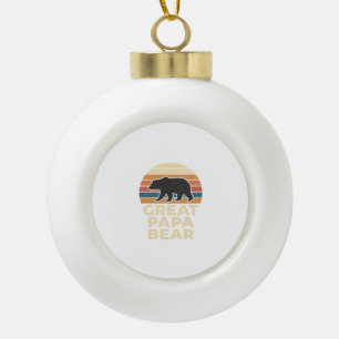 Great Papa Bear Retro Sunset Vintage Vector Design Ceramic Ball Christmas Ornament