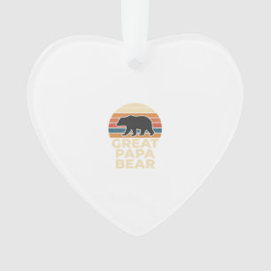 Great Papa Bear Retro Sunset Vintage Vector Design Ornament