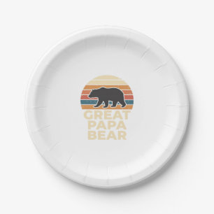 Great Papa Bear Retro Sunset Vintage Vector Design Paper Plate