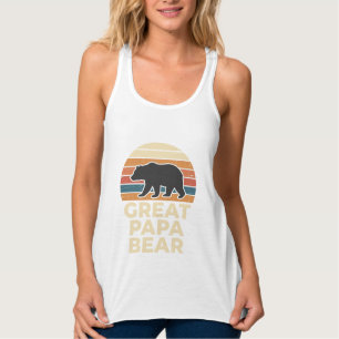 Great Papa Bear Retro Sunset Vintage Vector Design Singlet