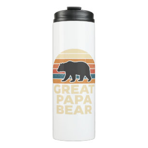 Great Papa Bear Retro Sunset Vintage Vector Design Thermal Tumbler