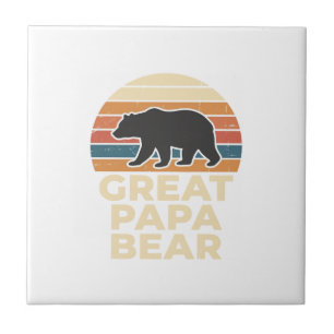 Great Papa Bear Retro Sunset Vintage Vector Design Tile
