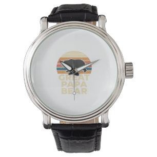 Great Papa Bear Retro Sunset Vintage Vector Design Watch