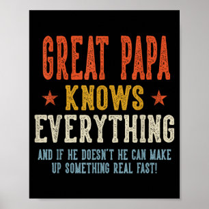 Great papa knows everything father's day retro poster