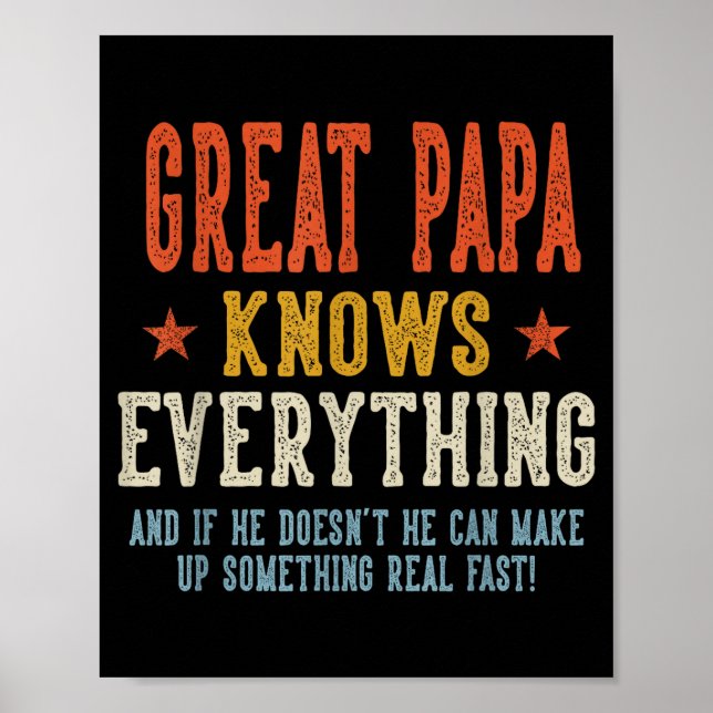 Great papa knows everything father's day retro poster (Front)