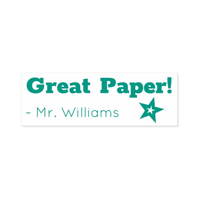 "Great Paper!" + Teacher's Name Rubber Stamp (Design)