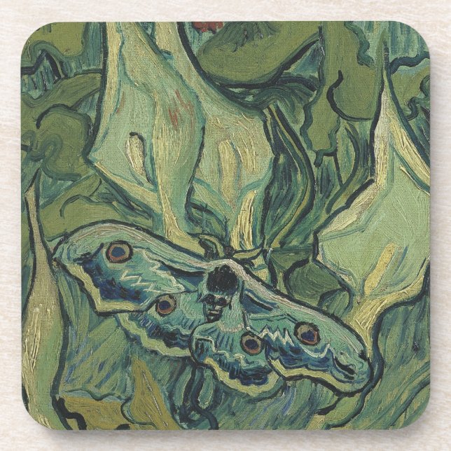Great Peacock Moth by Vincent van Gogh Coaster (Front)