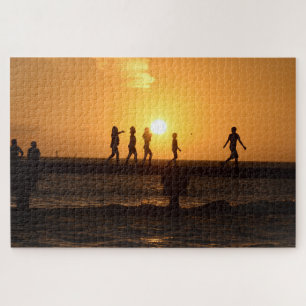 Great photograph of kids on the pier in Key West Jigsaw Puzzle
