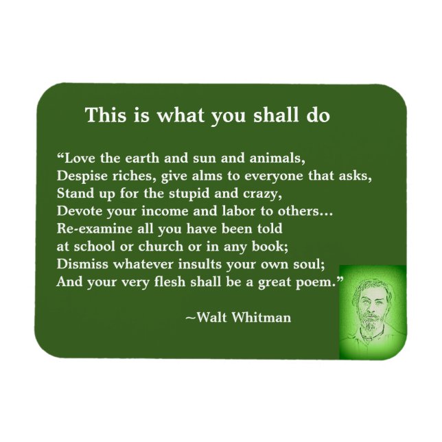 Great Poem by Walt Whitman #4 Magnet (Horizontal)