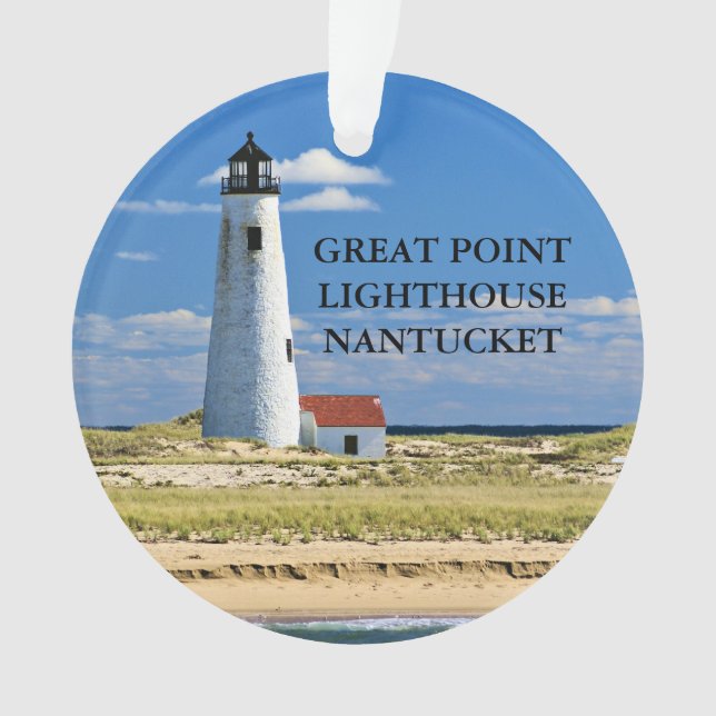 Great Point Lighthouse Nantucket MA Ornament (Front)