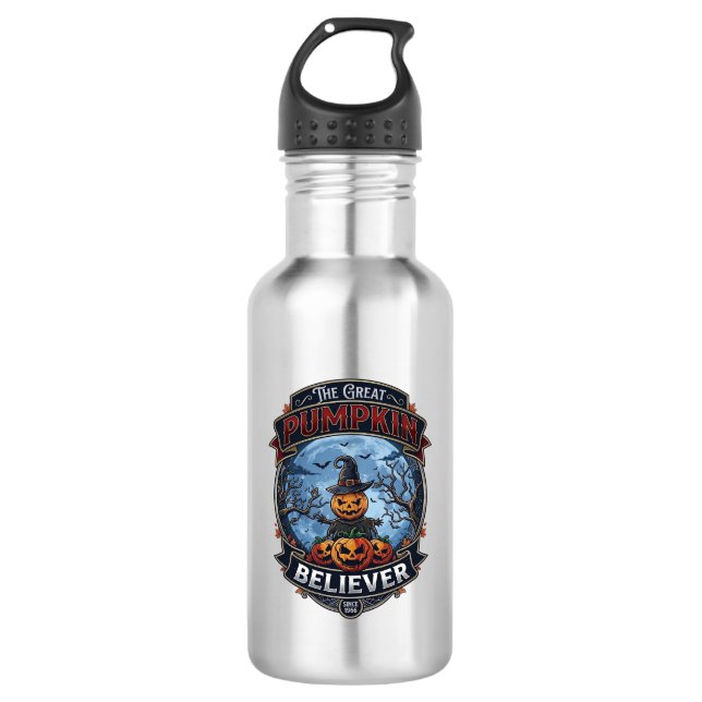 Great Pumpkin Believer Scarecrow Witch Hat Hallowe 532 Ml Water Bottle (Front)