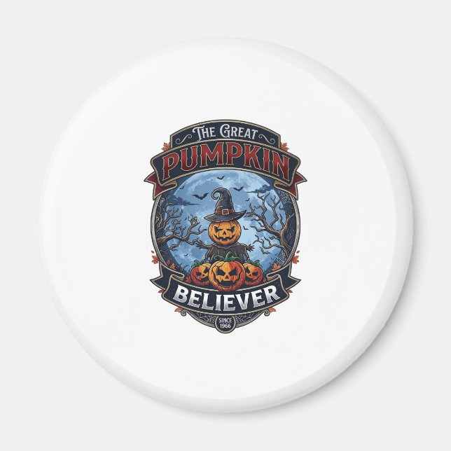 Great Pumpkin Believer Scarecrow Witch Hat Hallowe Magnet (Front)
