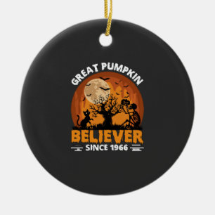Great Pumpkin Believer Since Halloween Skeleton Ca Ceramic Tree Decoration