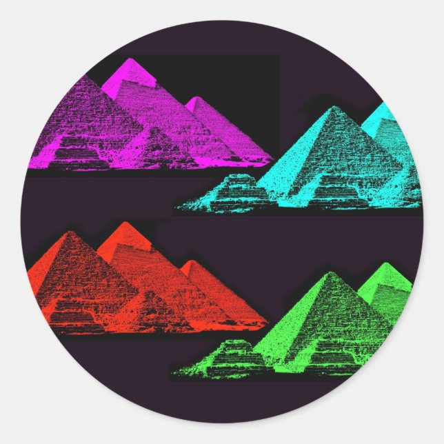 Great Pyramid of Giza Collage Classic Round Sticker (Front)