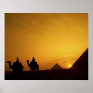 Great Pyramids of Giza, Egypt at sunset Poster