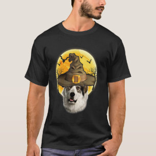 Great Pyrenee Witch Hat With Moon Halloween Dog T-Shirt