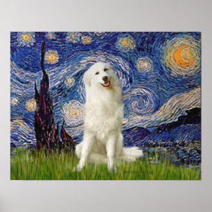 Great Pyrenees 3 - Starry Night Poster