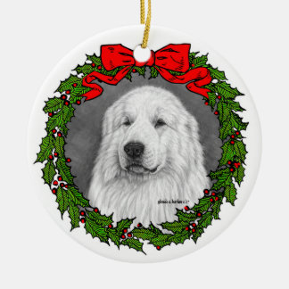Great Pyrenees Art by Glenda S. Harlan Ceramic Tree Decoration