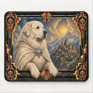 Great Pyrenees, Art Deco Dog Mouse Pad