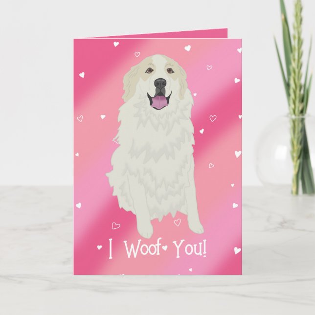 Great Pyrenees Badger Markings Valentines Day  Thank You Card (Front)