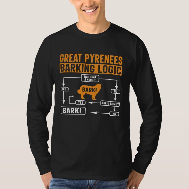 Great Pyrenees Barking Logic  Dog  Saying T-Shirt (Front)
