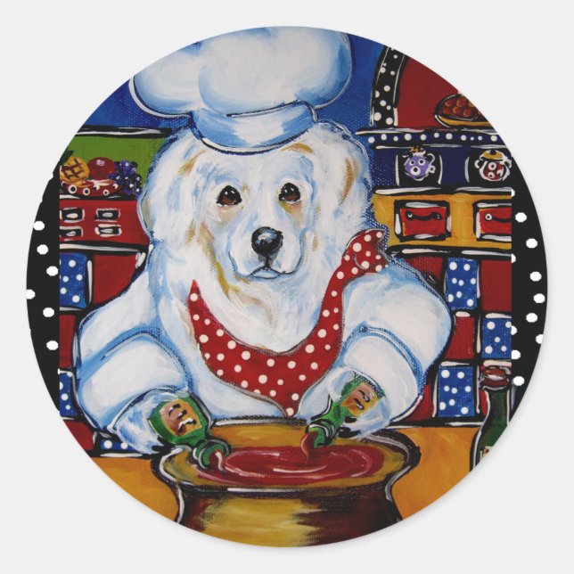 Great Pyrenees Chef Classic Round Sticker (Front)