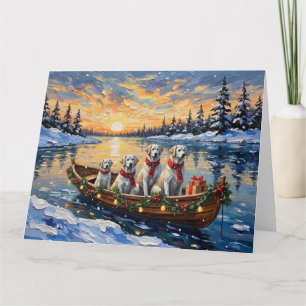Great Pyrenees Christmas Boat Holiday Card