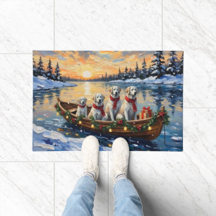 Great Pyrenees Christmas Boat Holiday Doormat