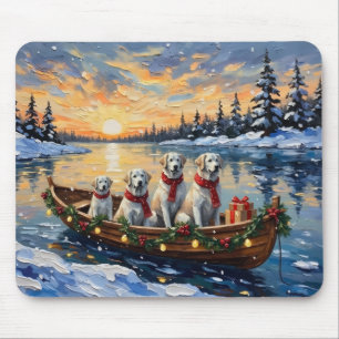 Great Pyrenees Christmas Boat Holiday Mouse Pad