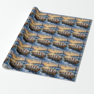 Great Pyrenees Christmas Boat Holiday Wrapping Paper